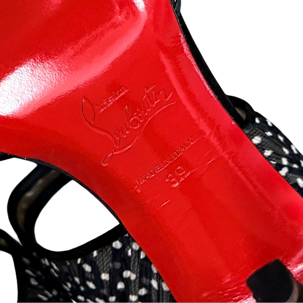 Christian Louboutin Miss Chief Mules Black/White Polkadot Crepe Satin/Chiffon 39 - Picture 12 of 12